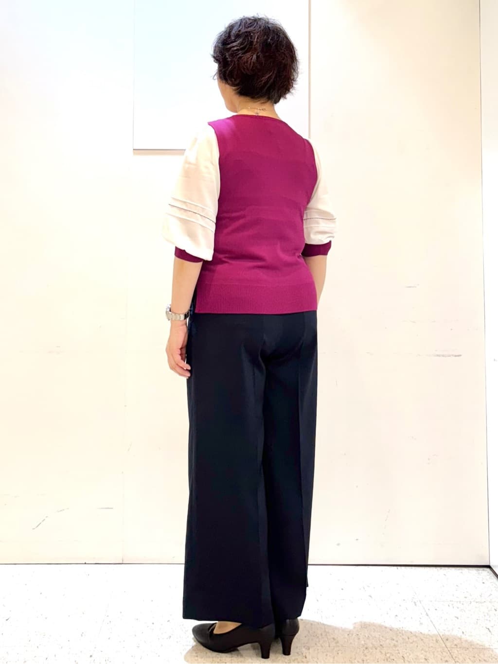 ヤスコさんの「Reflect｜【WEB先行カラーあり／手洗い可】ジョーゼットスリーブ&times;ニット」を使ったコーディネート