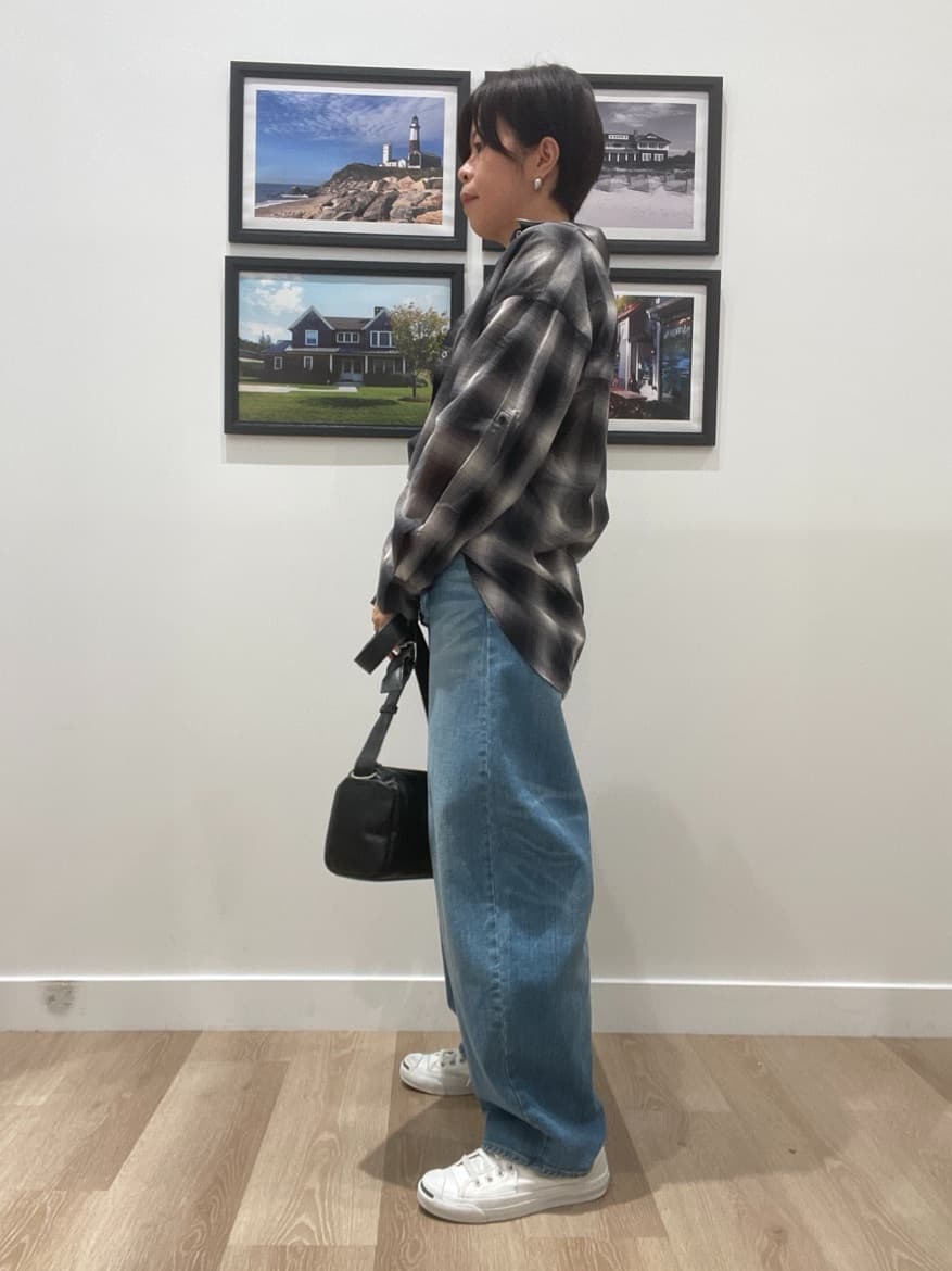 Naoさんの「Dessin｜【洗える】シアーオンブレーチェックシャツ」を使ったコーディネート