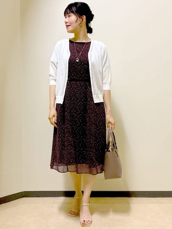  beni_gingerさんの「Reflect｜【WEB先行カラーあり／マシンウォッシュ可／ナローベルト付き】オフボディツイードチェックワンピース」を使ったコーディネート