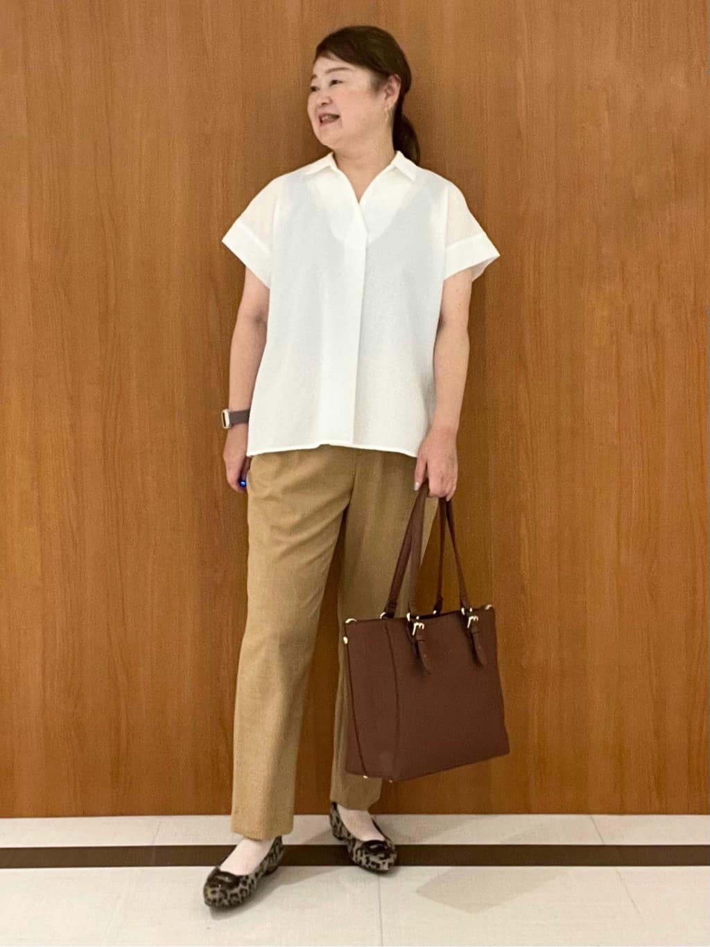 Hiroさんの「Reflect｜【二の腕さりげなくカバー】シャツ衿オフボディブラウス」を使ったコーディネート