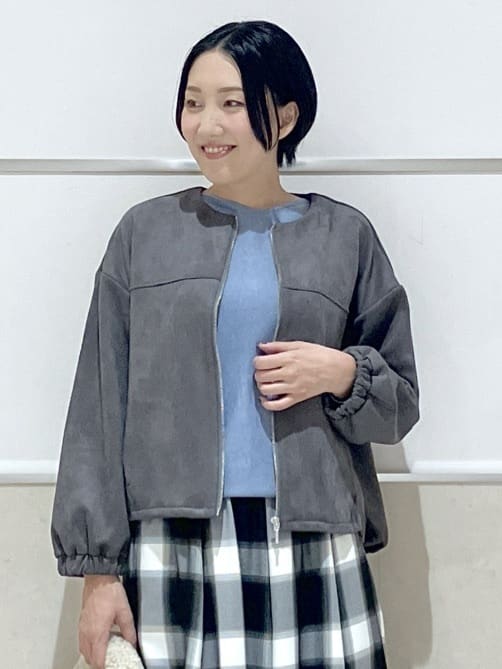 eriko さんの「Dessin｜【セットアップ可・洗える】マシュマロスウェードジップブルゾン」を使ったコーディネート