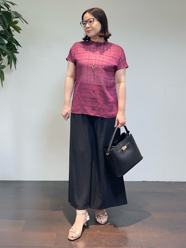 Asamiさんの「UNTITLED｜【シアー】チェックスタンドネックブラウス」を使ったコーディネート
