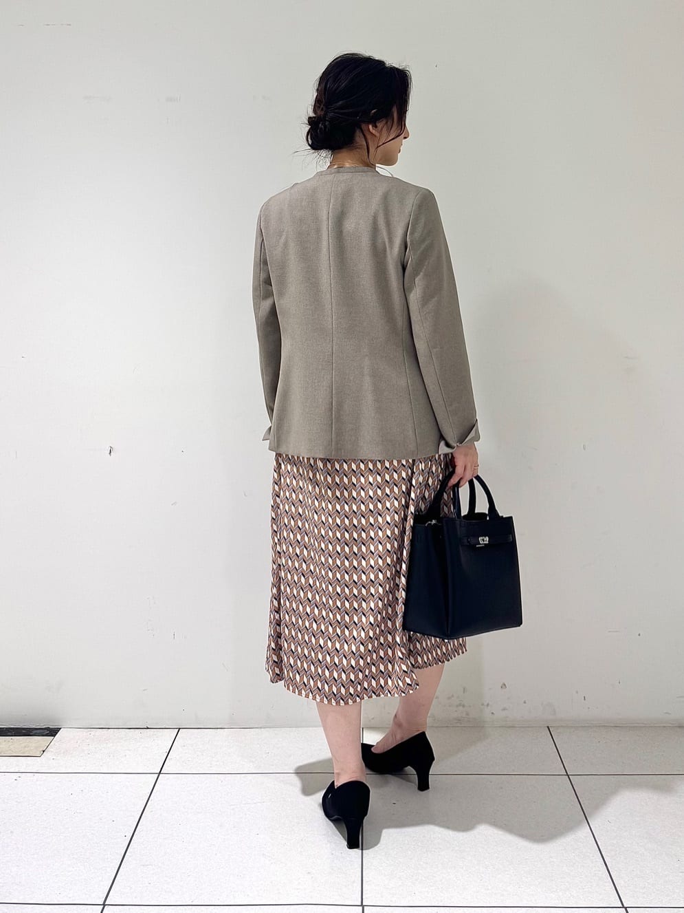 そんさんの「INDIVI｜【洗える／通勤／スーツ】メランジストレッチ ノーカラージャケット」を使ったコーディネート