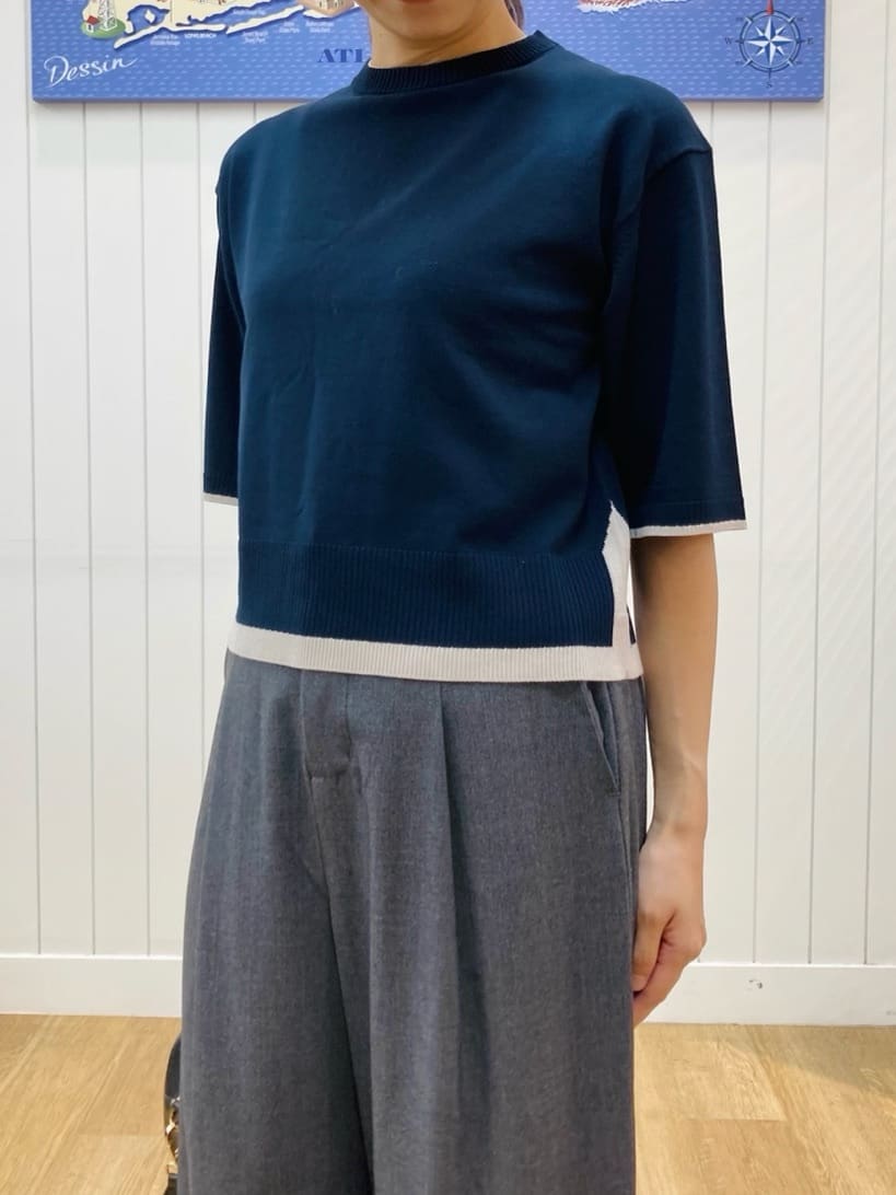 yoshiさんの「Dessin｜【洗える】バイカラーショート丈ニット」を使ったコーディネート