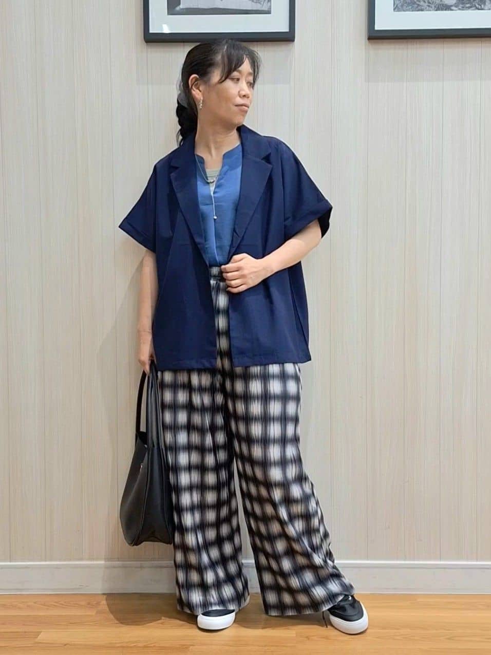 Saoさんの「SHOO･LA･RUE｜【S-LL】さらりと着たい大人のための 麻調半袖ジャケット」を使ったコーディネート