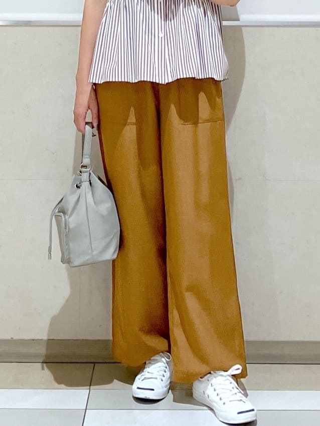 eriko さんの「Dessin｜【洗える】ストライプ柄ギャザーブラウス」を使ったコーディネート
