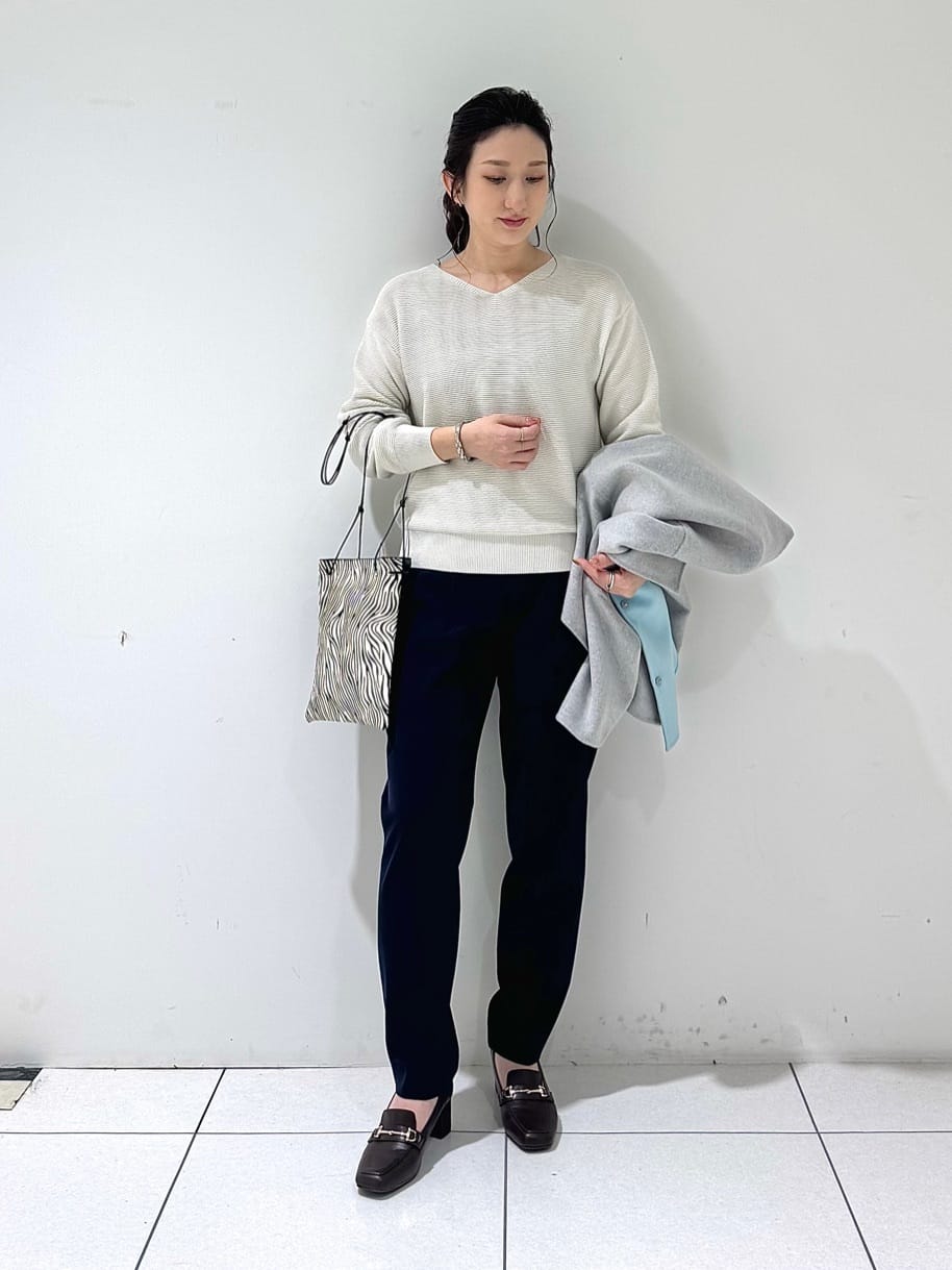 そんさんの「INDIVI｜【配色デザイン／ショート丈】ウールリバー ノーカラーコート」を使ったコーディネート