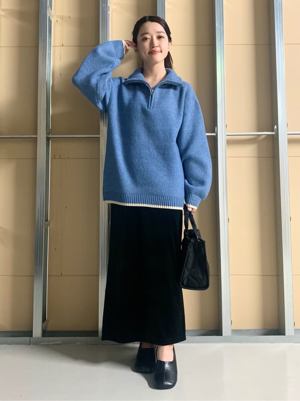 sahoさんの「THE SHOP TK｜【洗える】ほど良くラフで女性らしい ハーフZIPニット」を使ったコーディネート