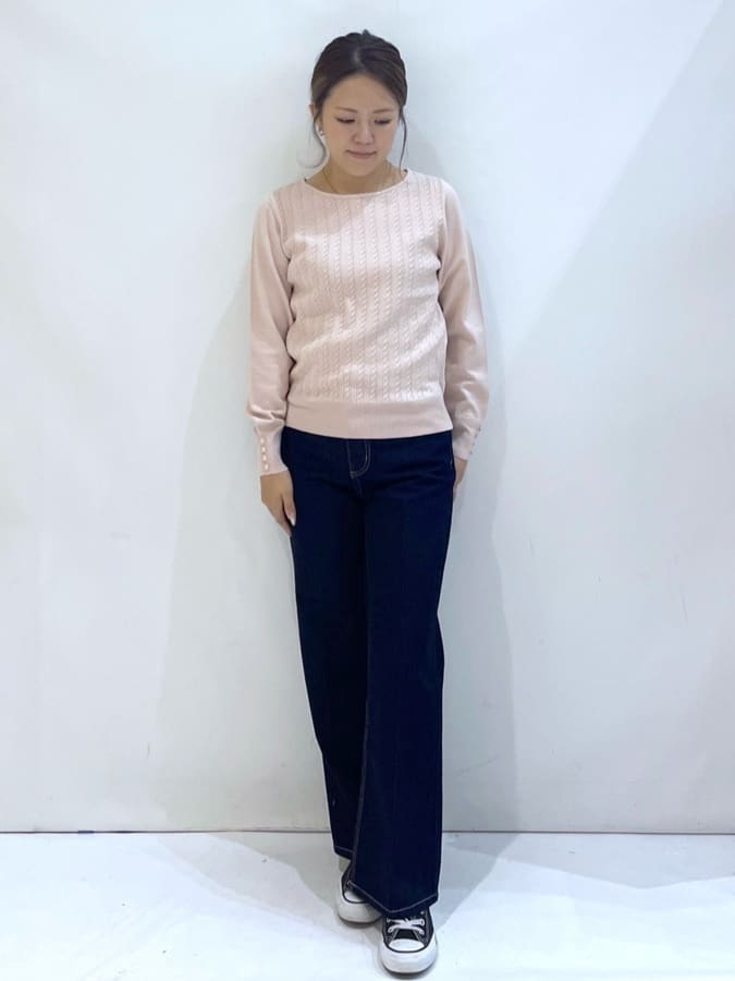 manaさんの「OPAQUE.CLIP｜《丈が選べる》ストレートデニムパンツ【洗濯機洗い可】」を使ったコーディネート