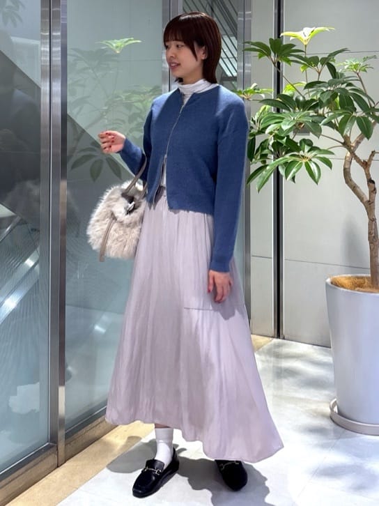 yukaさんの「UNTITLED｜【ゆったりサイズ／着丈短め】ジップニットカーディガン」を使ったコーディネート