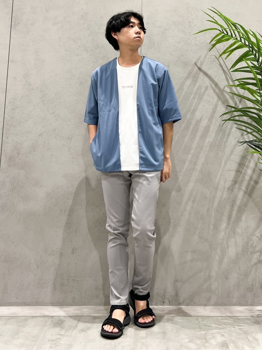 SHI-MAさんの「THE SHOP TK｜五分袖カーディガン+半袖Tシャツセットアイテム 洗濯機OK」を使ったコーディネート