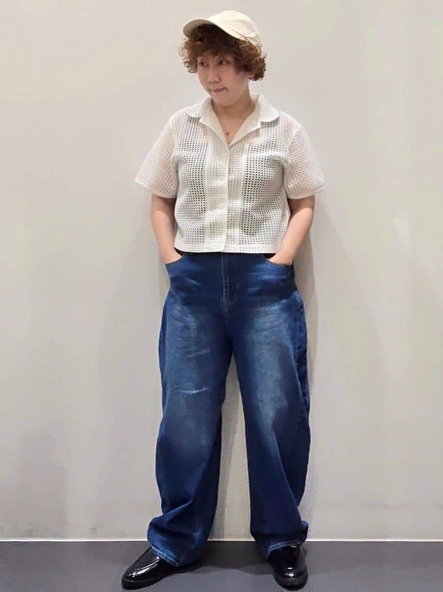 ゆきをさんの「OPAQUE.CLIP｜メッシュ開襟シャツ【洗濯機洗い可】」を使ったコーディネート
