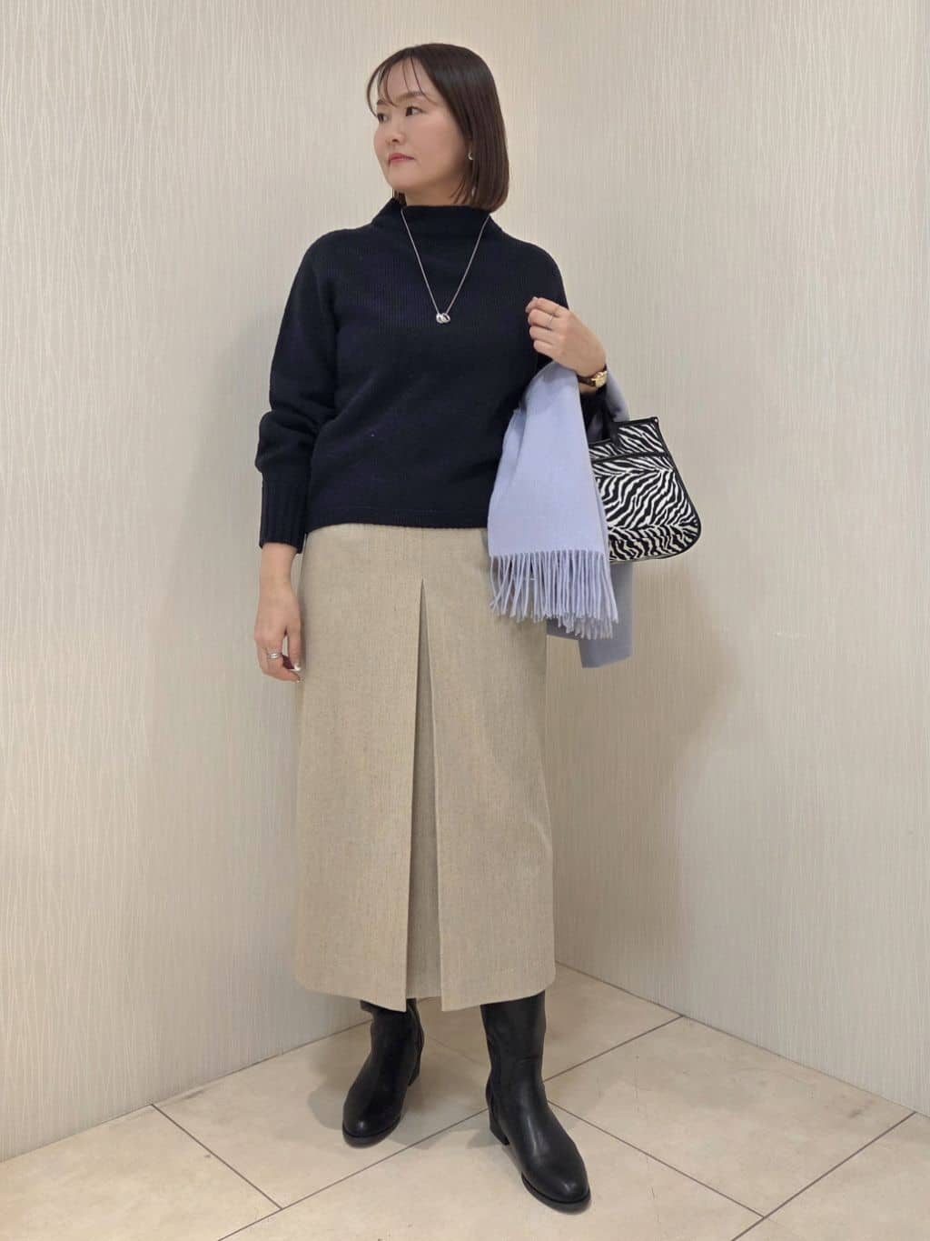 naokoさんの「UNTITLED｜【洗える】スポンディッシュ ボトルネックニット」を使ったコーディネート