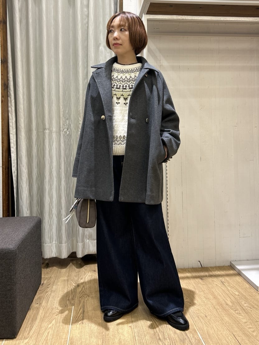 ga_riさんの「THE SHOP TK｜クラシカルな装い ウールライクスタンドカラーコート」を使ったコーディネート