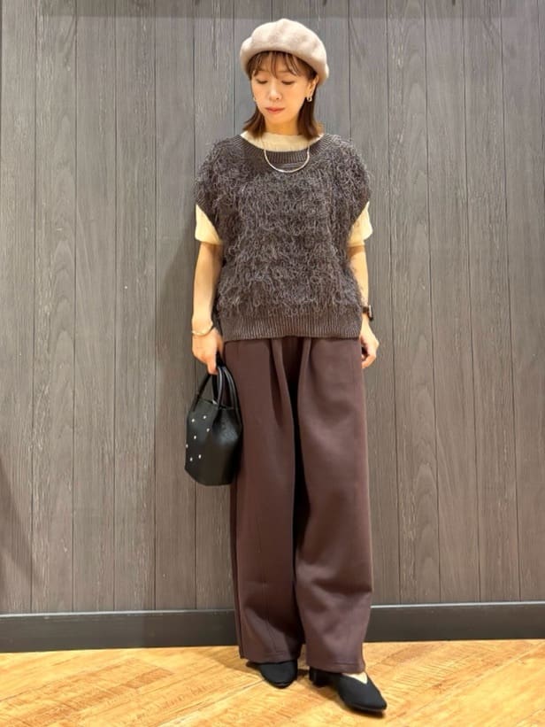 meiさんの「SHOO･LA･RUE｜【S-LL/洗える】曲線的な柄がきれい見え シアーニット」を使ったコーディネート