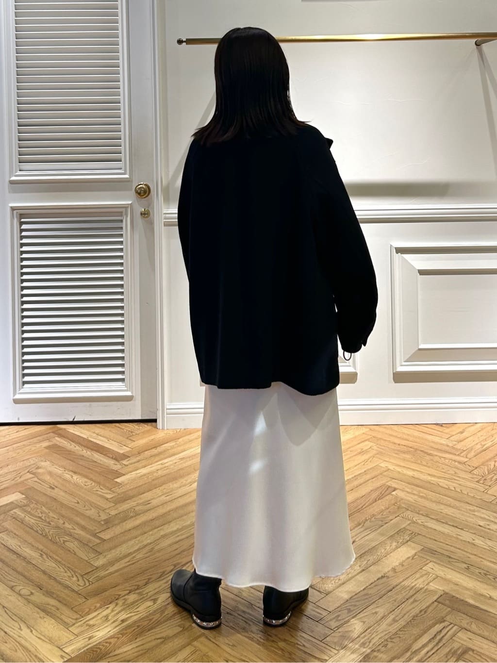 cocoさんの「DRESSTERIOR｜ストレッチヴィンテージサテンナロースカート」を使ったコーディネート