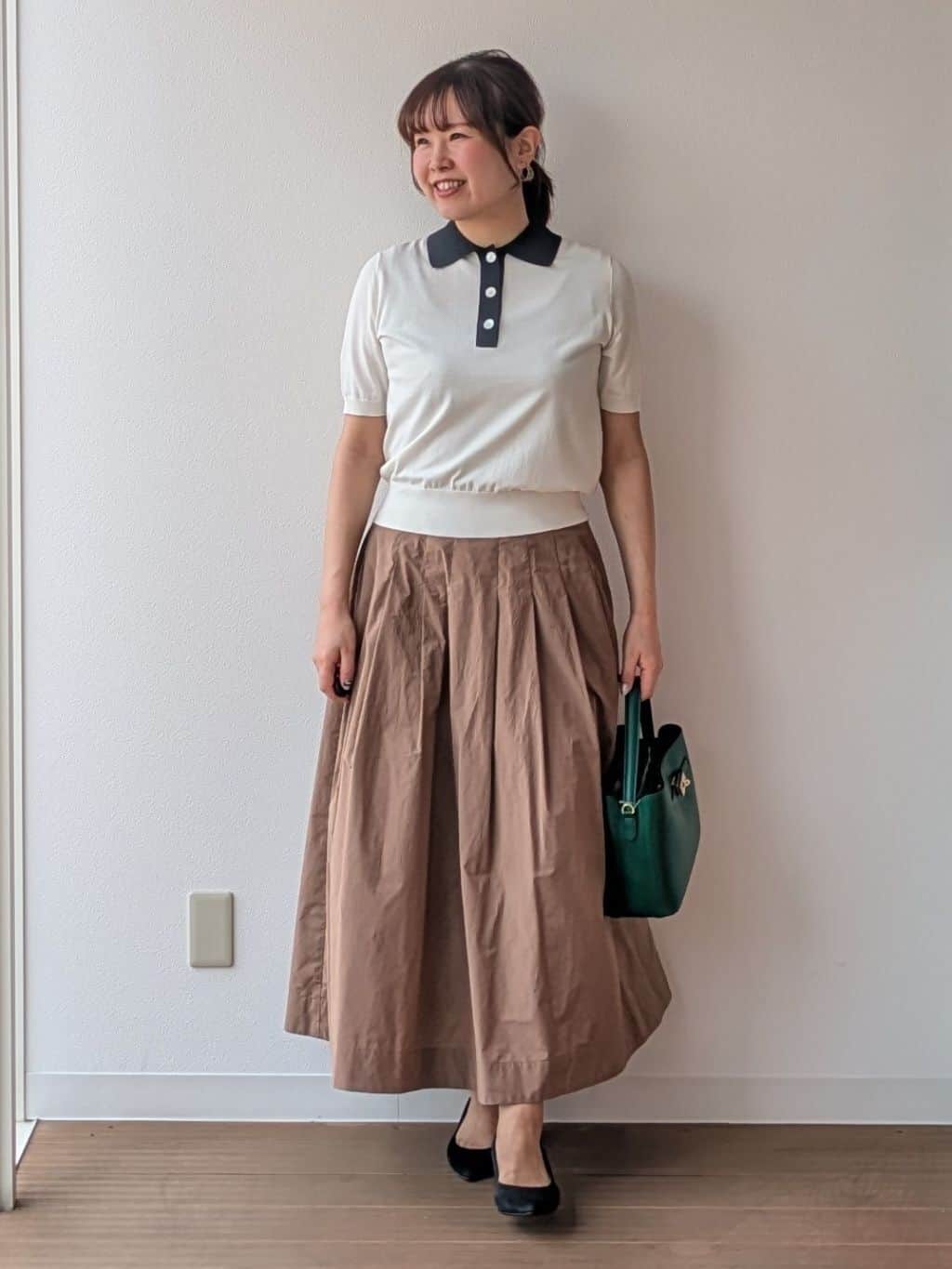 なみきさんの「UNTITLED｜【トレンド/きれいめ】5分袖ポロニット」を使ったコーディネート