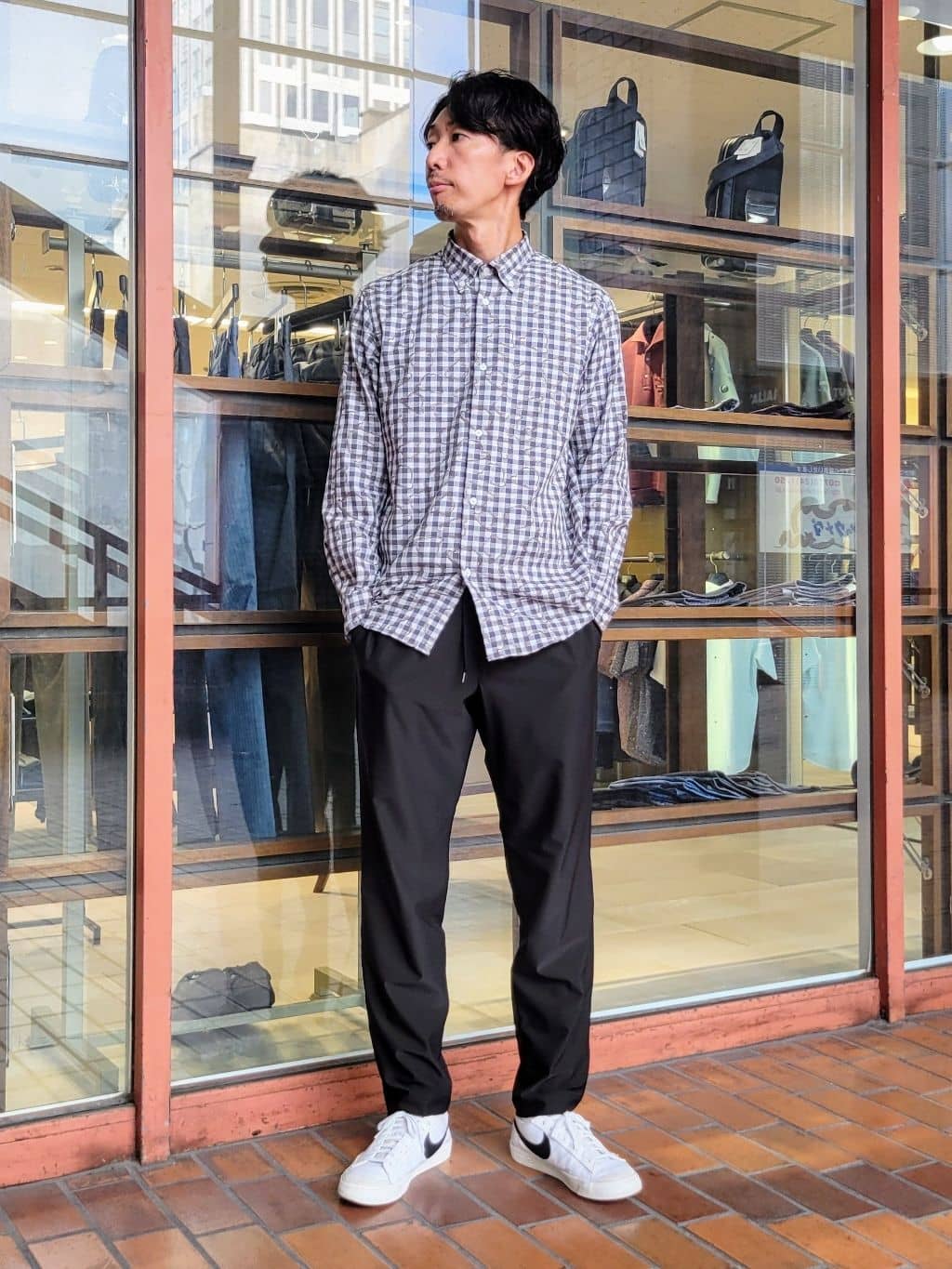 piroyaさんの「TAKEO KIKUCHI｜チェックボーラーガーゼシャツ」を使ったコーディネート