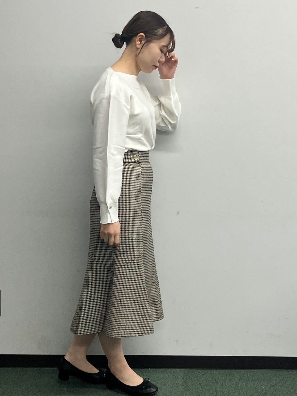 MAYUKIさんの「index｜ラメガーター編みボートネックニット【洗濯機OK】《8col／XS～LL》」を使ったコーディネート