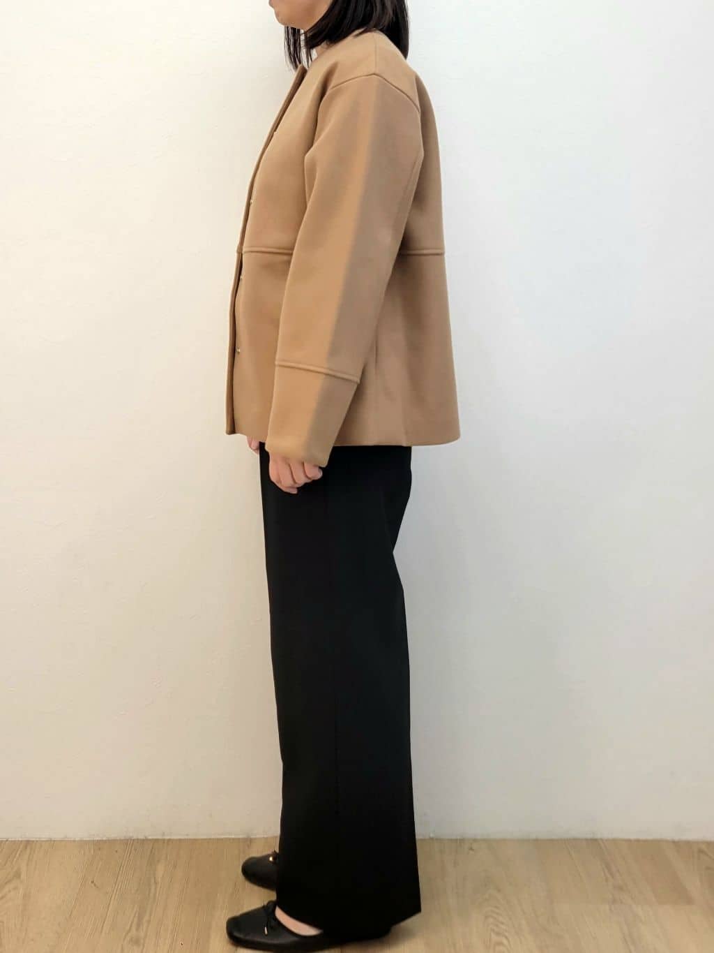 LISAさんの「OPAQUE.CLIP｜ウールライクメルトンノーカラーコート【洗濯機洗い可】」を使ったコーディネート