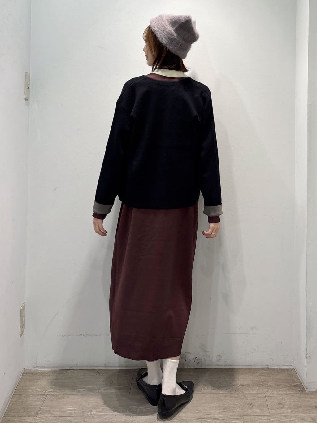 ぶまりんさんの「OPAQUE.CLIP｜配色ポロ衿ニットワンピース【洗濯機OK】」を使ったコーディネート