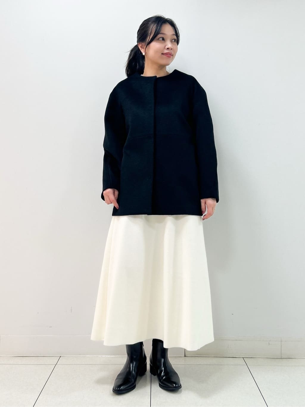 Kaiさんの「Dessin｜ウール混クルーネックコート」を使ったコーディネート