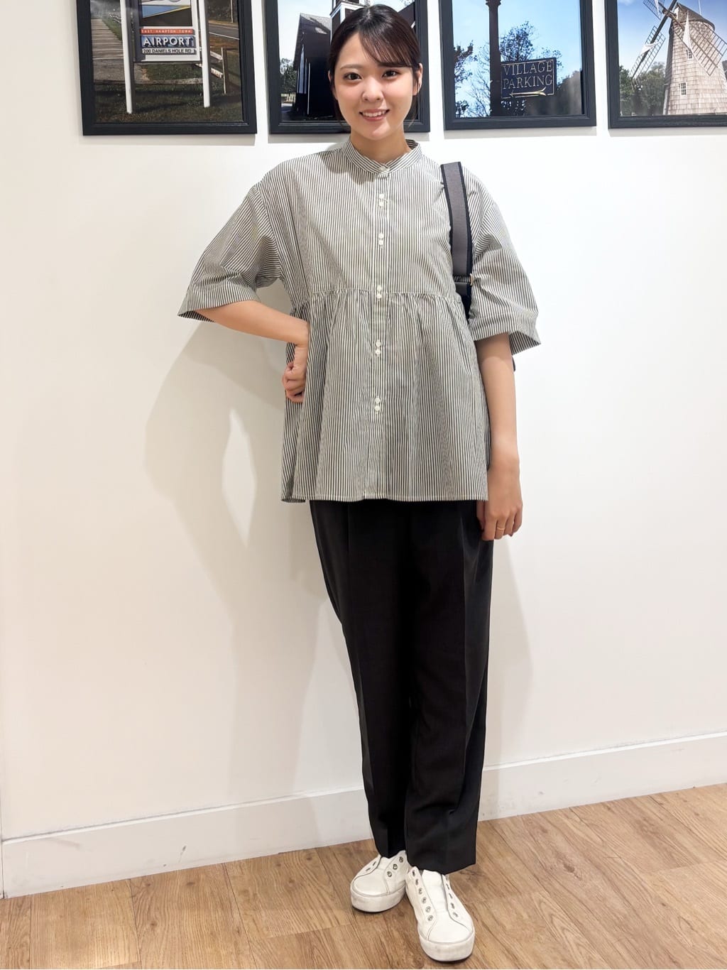 Ririkaさんの「Dessin｜【洗える／体型カバー】バンドカラーペプラムブラウス」を使ったコーディネート