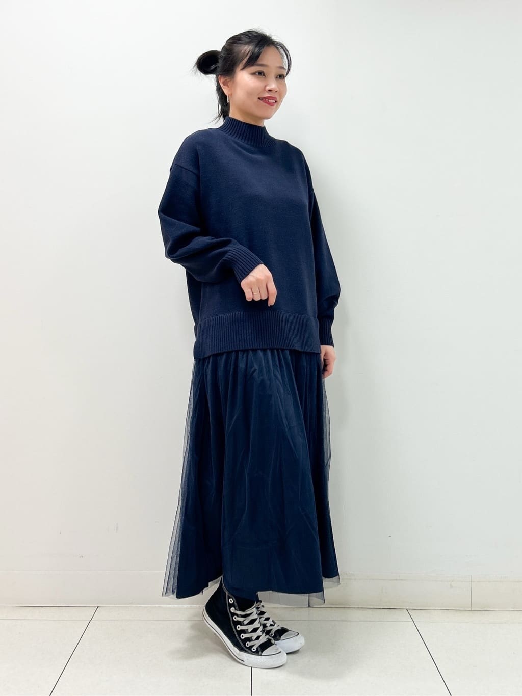 Kaiさんの「Dessin｜【洗える】ニットチュールドッキングワンピース」を使ったコーディネート