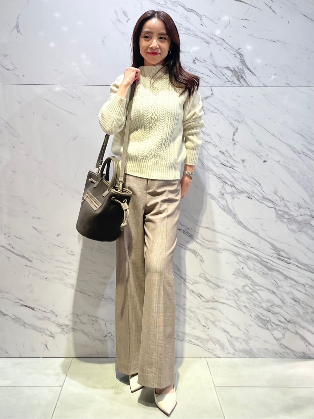 saitouさんの「COUP DE CHANCE｜【手洗い可／日本製】ケーブルニット」を使ったコーディネート