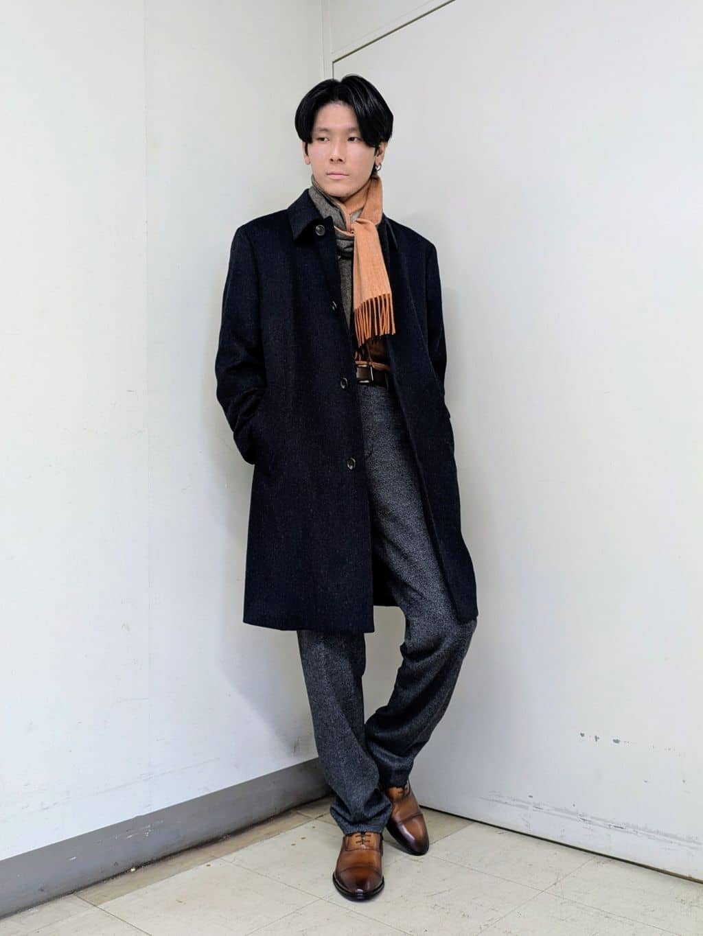 ryoさんの「TAKEO KIKUCHI｜カシミヤブレンド ビーバー調ステンカラーコート」を使ったコーディネート