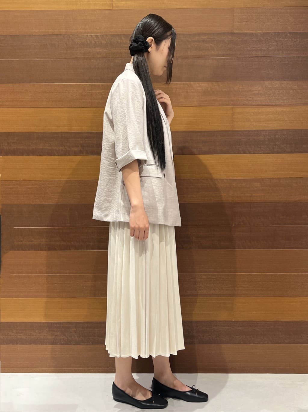 さやさんの「OPAQUE.CLIP｜ケーブルハーフスリーブニット【UVケア／洗濯機OK】《6col／S～LL》」を使ったコーディネート
