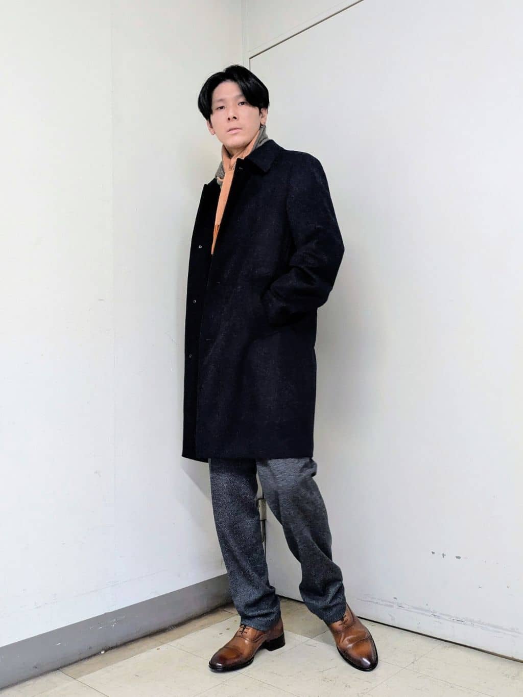 ryoさんの「TAKEO KIKUCHI｜カシミヤブレンド ビーバー調ステンカラーコート」を使ったコーディネート