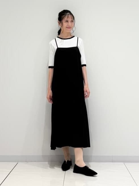kayoさんの「INDIVI｜【インナーで活躍／アンサンブル】クルーネック半袖ニット」を使ったコーディネート