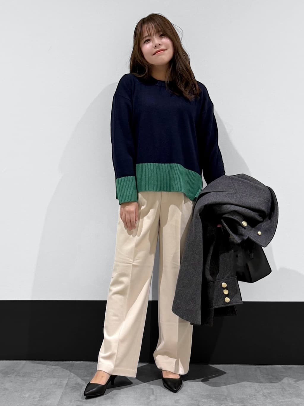 macchaさんの「THE SHOP TK｜クラシカルな装い ウールライクスタンドカラーコート」を使ったコーディネート