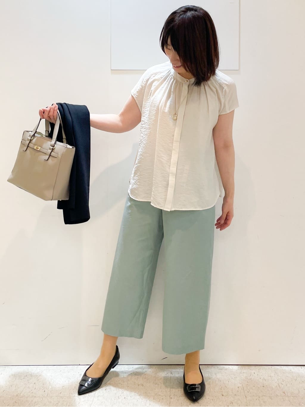 めいさんの「Reflect｜【お腹・腰周りすっきり見え◎】ストレッチワイドクロップドパンツ」を使ったコーディネート