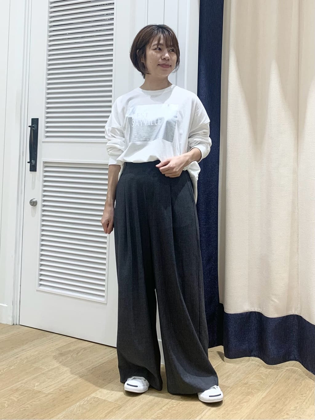IMARIさんの「Dessin｜【洗える】箔プリントロングTシャツ」を使ったコーディネート