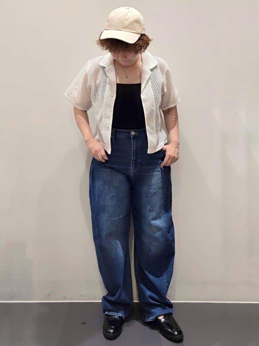 ゆきをさんの「OPAQUE.CLIP｜メッシュ開襟シャツ【洗濯機洗い可】」を使ったコーディネート