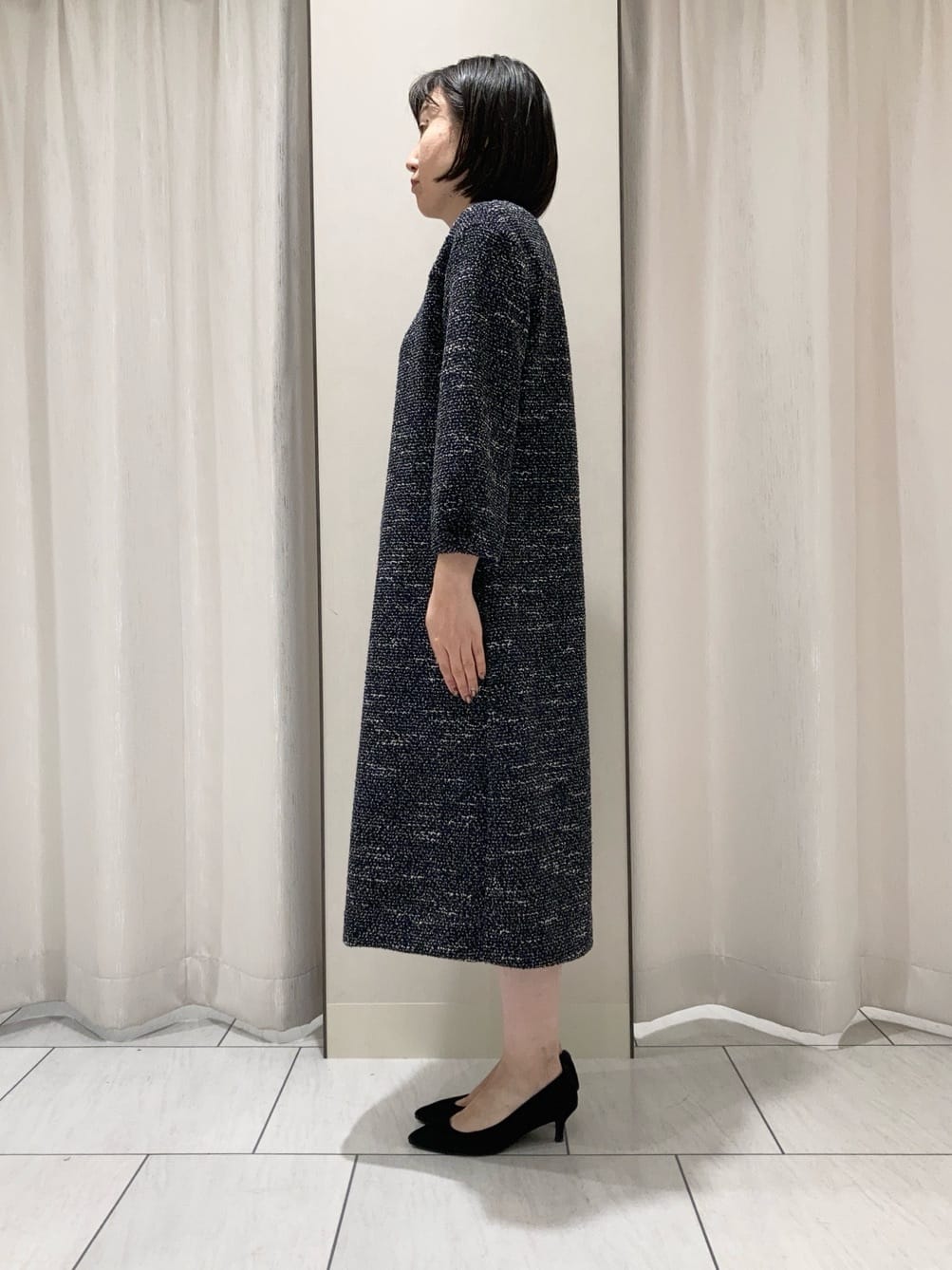 わたなべさんの「UNTITLED｜【洗える/ストレッチ】ツイードジャージワンピース」を使ったコーディネート