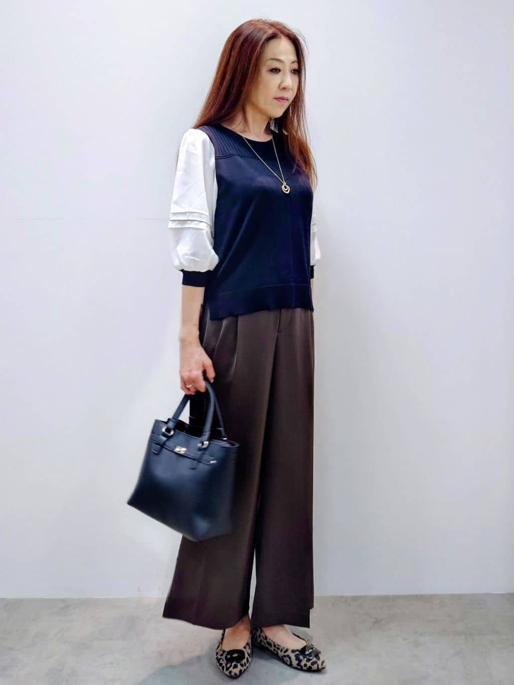 yoshiさんの「Reflect｜【WEB先行カラーあり／手洗い可】ジョーゼットスリーブ&times;ニット」を使ったコーディネート