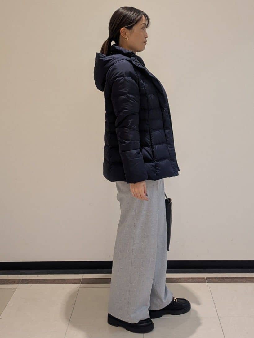 mikiさんの「COUP DE CHANCE｜【FP800保温性◎／抗菌防臭／手洗い可】ミドル丈ダウンコート」を使ったコーディネート