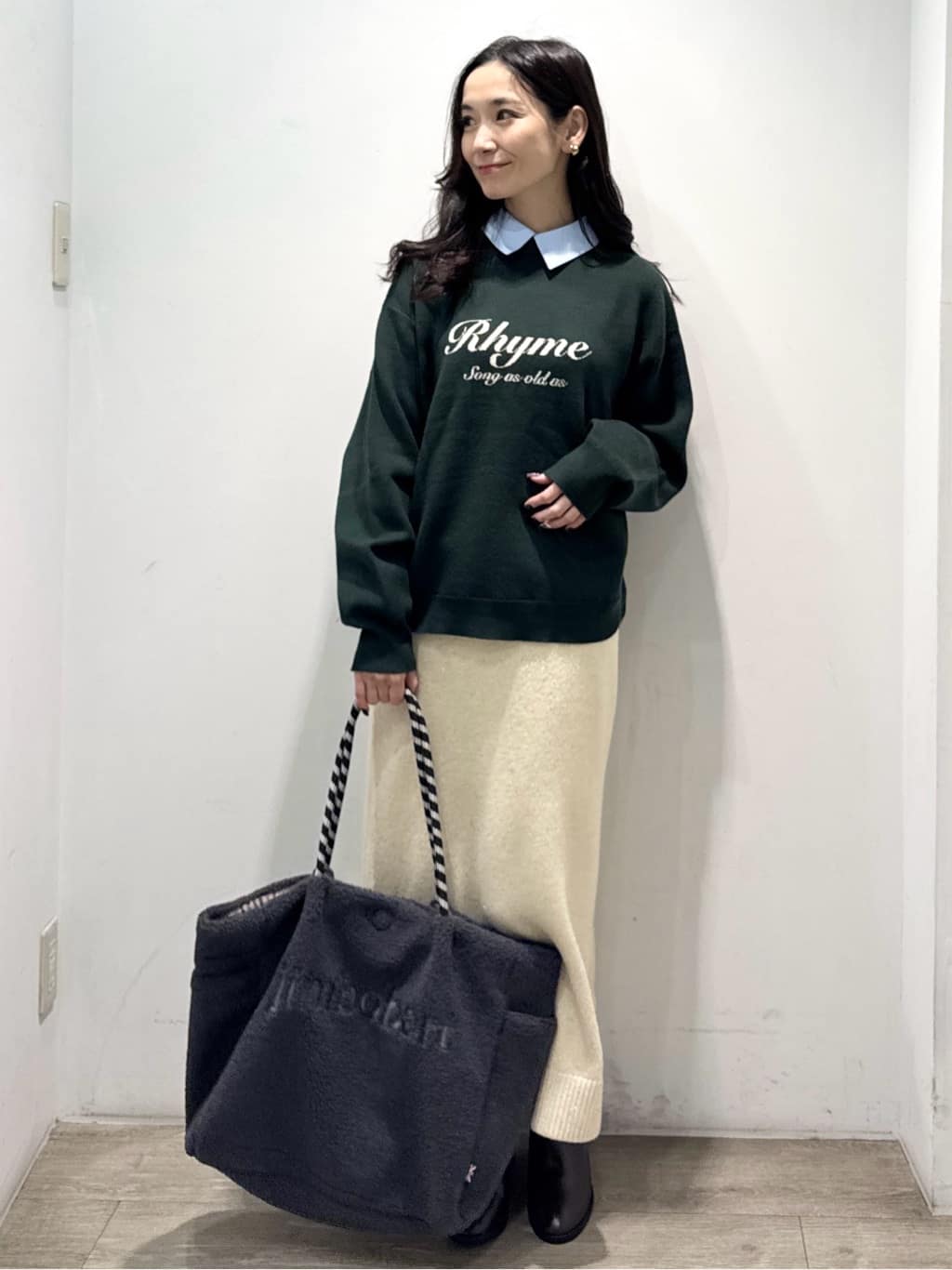 yuicciさんの「OPAQUE.CLIP｜襟付きロゴジャカードニット【洗濯機OK】」を使ったコーディネート