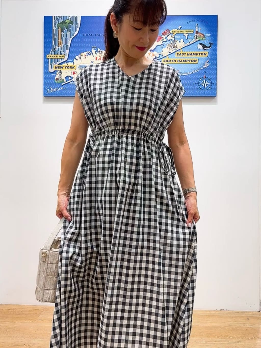 Yasucoさんの「Dessin｜【リンクコーデ・洗える】ウエストドロスト付きチェック柄ワンピース」を使ったコーディネート