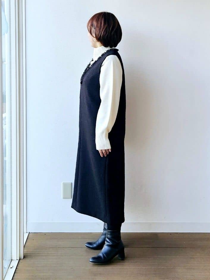 やじまさんの「UNTITLED｜【8色展開/洗える】ウールカシミヤ ハイネックニット」を使ったコーディネート