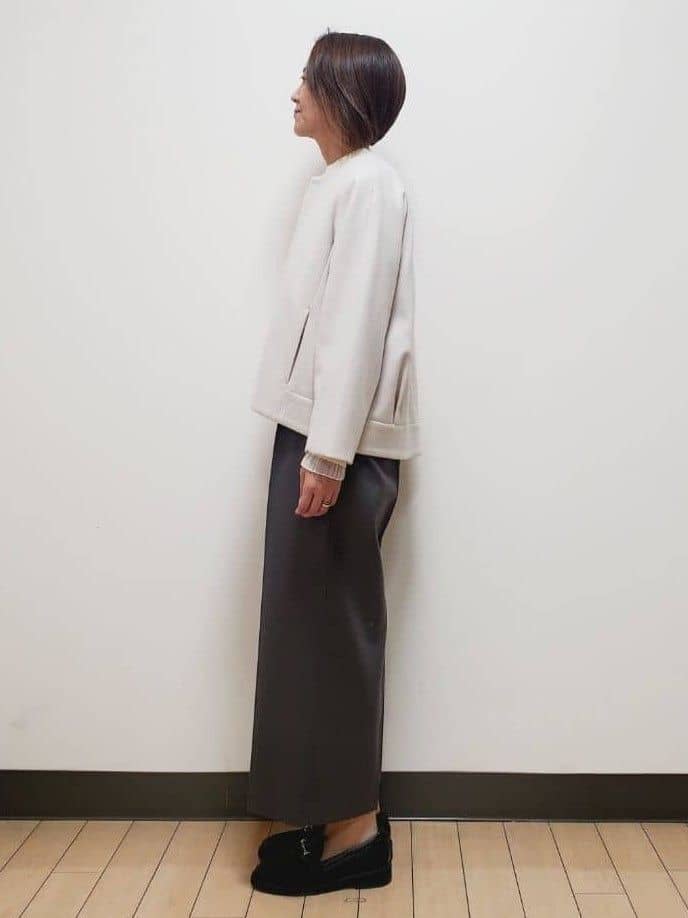 yuuさんの「Reflect｜【秋映え／重ね着風スタイルに◎】フリルプリーツスリーブニット」を使ったコーディネート