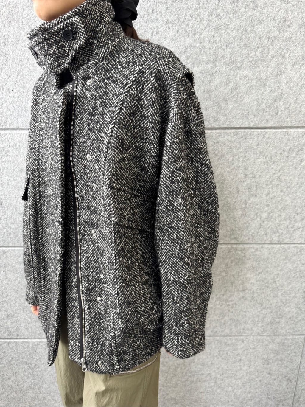 uchi__yamaさんの「CODE A｜oversized tweed blouson」を使ったコーディネート