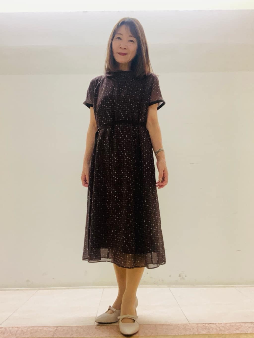 kurodaさんの「Reflect｜【WEB先行カラーあり／マシンウォッシュ可／ナローベルト付き】オフボディツイードチェックワンピース」を使ったコーディネート