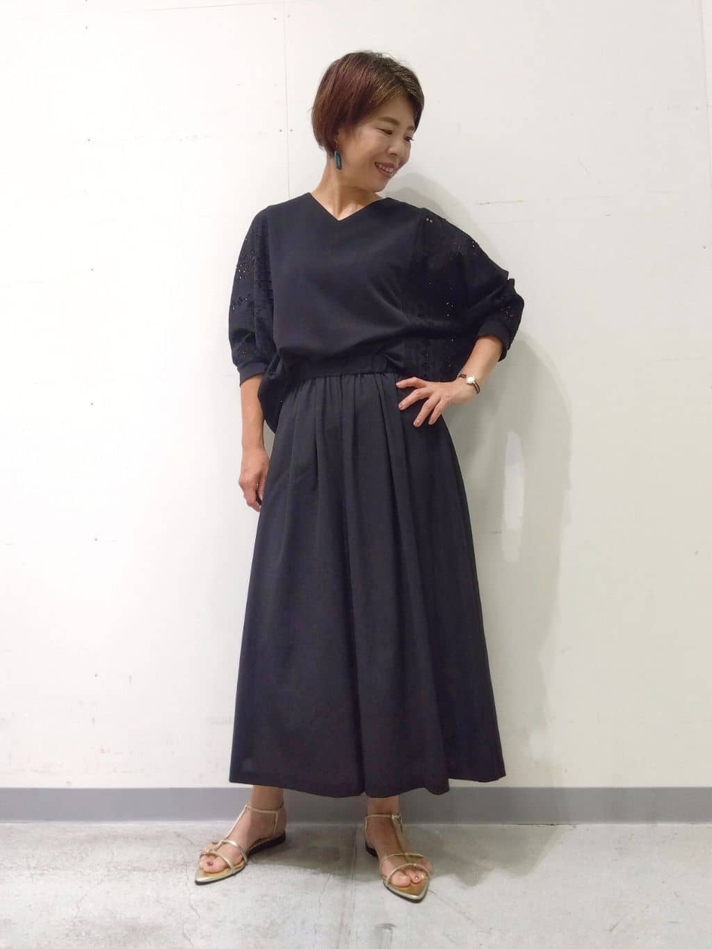 Kさんの「INDIVI｜【洗える／清涼感◎】ワイドフレアパンツ／スカーチョ」を使ったコーディネート