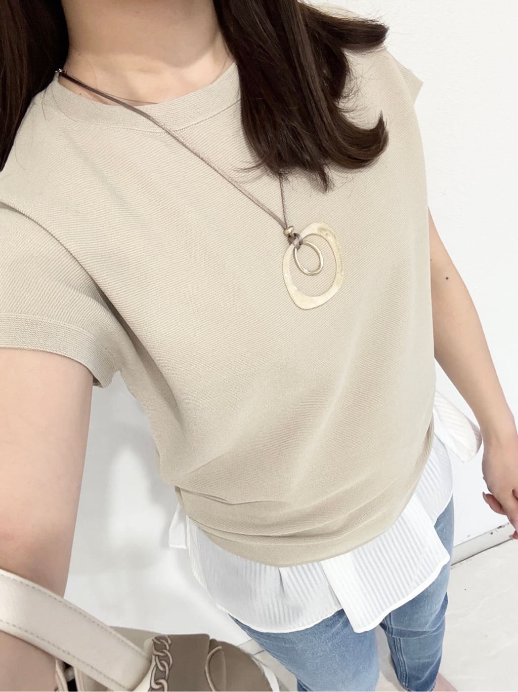 kahoさんの「INDIVI｜【洗える／レイヤードにも活躍】ペプラムインナートップス」を使ったコーディネート