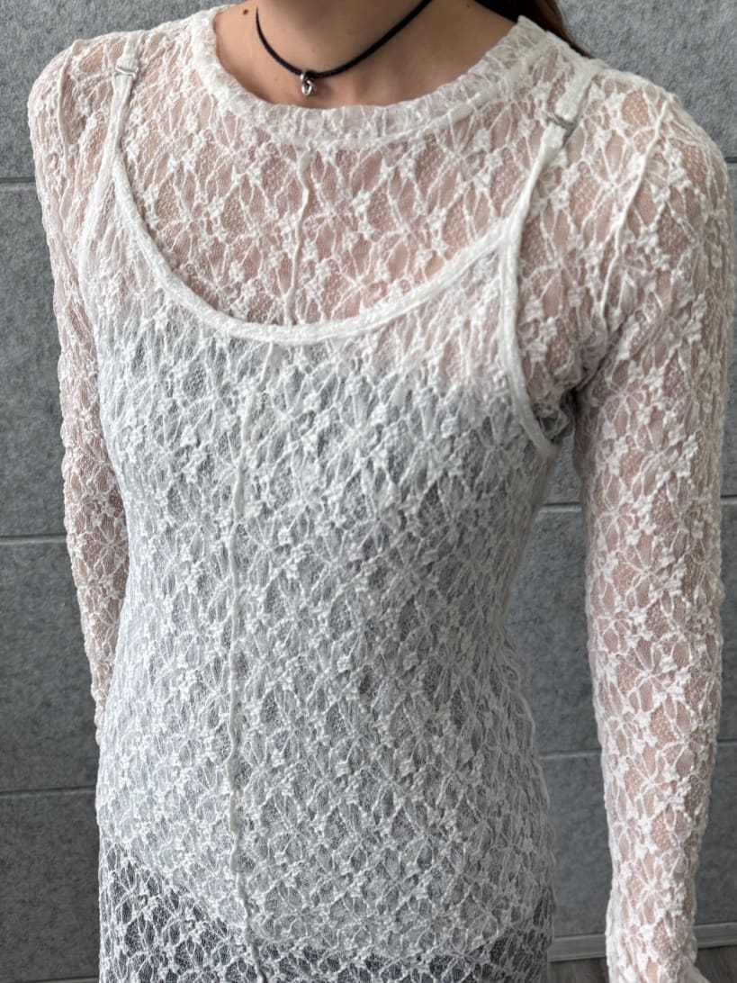 designer yukaさんの「CODE A｜stretch lace cami dress」を使ったコーディネート
