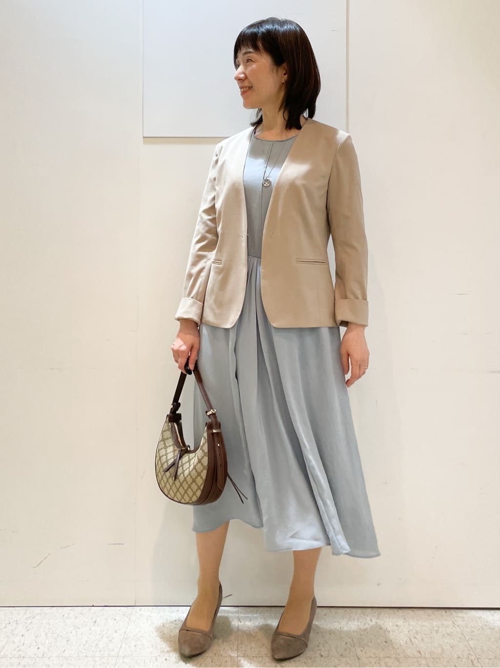 めいさんの「Reflect｜【吸水速乾／防しわ】シルキープリーツワンピース」を使ったコーディネート